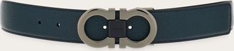 Ferragamo Men Reversible and adjustable Gancini belt Grey