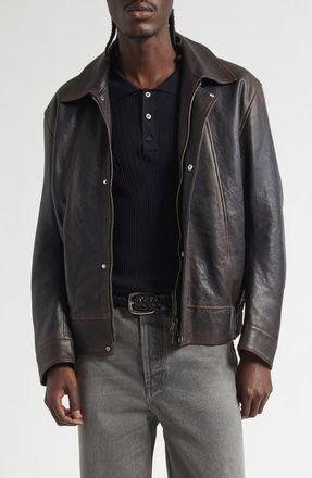 Golden Goose Journey Leather Bomber Jacket in Port Royale at Nordstrom, Size 44 Us