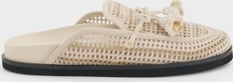 Charles & Keith Crochet & Suede Flower Mules