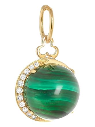 Devon Woodhill 18K yellow gold Malachite Moon charm necklace - women - 18kt Yellow Gold/Malachite/Diamond - One Size