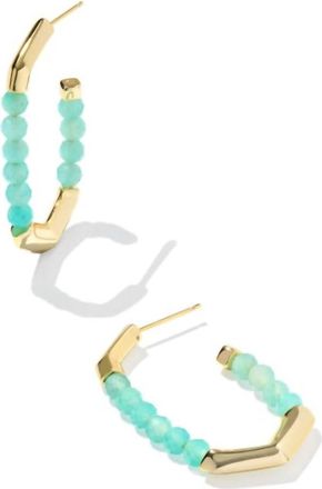 Kendra Scott Womens Sylvia Hoop Earrings In Gold Teal Amazonite
