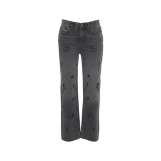 Liu Jo Straight Jeans, female, Black, Size: W28 Rhinestone Embellished Straight Leg Jeans