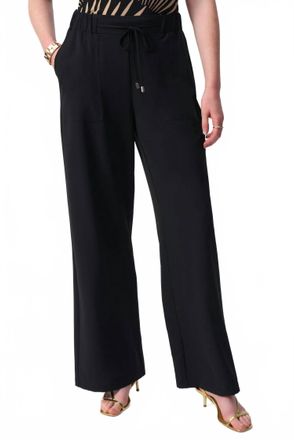 Joseph Ribkoff Woven Pull On Wide Leg Pants In Black