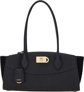 Ferragamo Black Studio Soft Medium Shoulder Bag