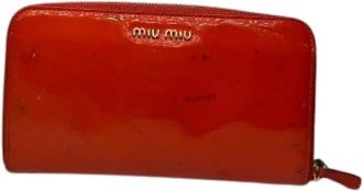 Miu Miu Pre-owned Leren Portemonnee - Dames - Vintage Accessoires - Oranje - ONE Size - Leer - Vintage