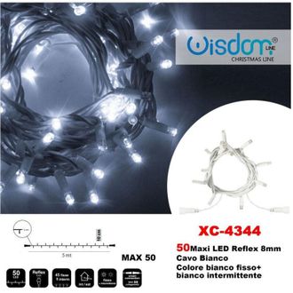Trade Shop Trade Shop - Catena Luminosa 50 Luci Led Bianco Lights Bianco Led + Intermittent Bianco Xc-4344