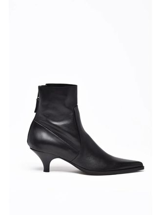 Elena Iachi Black Leather Zip Ankle Boots