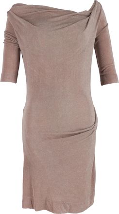 Vivienne Westwood Vivienne Westwood midi-jurk met asymmetrische halslijn in bruine viscose