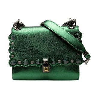 Fendi Pre-owned Studded Leather Shoulder Bag - Dames - Pre-owned - Groen - Maat: ONE Size Leer