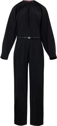 Gucci Zwarte wollen jumpsuit met riem - Dames - Jumpsuits - Zwart - M - Wol - Jumpsuits & Playsuits