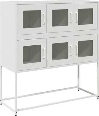 vidaXL Sideboard White 100.5x39x107 cm Cold-rolled Steel Vidaxl