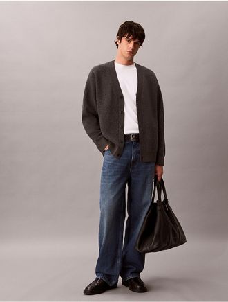 Calvin Klein Mens Lambswool Blend Cardigan - Grey - XL