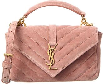 Saint Laurent College Mini Suede Shoulder Bag