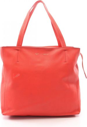Celine Cabas Red Color Leather Handbag Tote Bag (Pre-Owned)