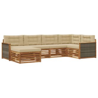 vidaXL Conjunto De Sof&aacute;s De Exterior Con Coj&iacute;n 6 Pcs Natural Y Beige Vidaxl