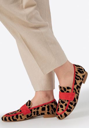 Wittchen Dames Mocassins van luipaardprint leer, bruin en zwart