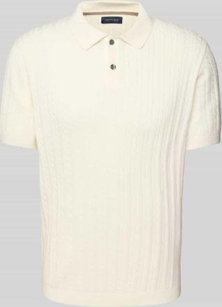 Christian Berg Poloshirt mit gerippten Abschlüssen in Offwhite, Größe XXL