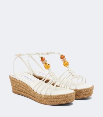 Jimmy Choo London Lemi embellished leather wedge sandals