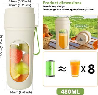 OEM Batidora Port&aacute;til, Licuadora Port&aacute;til De 450 Ml Con 12 Cuchillas De Acero Inoxidable, Mini Batidora Para Batidos, Batidora De Pie Usb Peque&ntilde;a, Adecuad