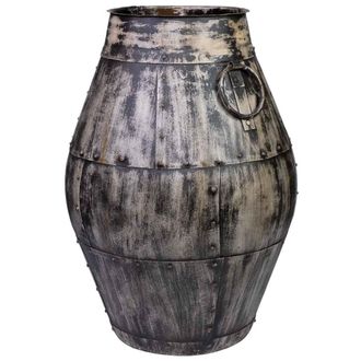 Wanderlust Deco Jarr&oacute;n De Metal Envejecido Gris 40x40x65