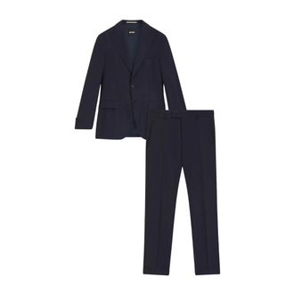 HUGO BOSS Kostuums, Heren, Blauw, 2Xl, Wol, Maatpak van scheerwol