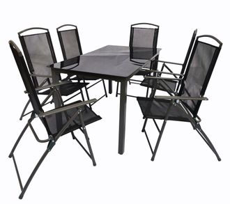 ebuy24 Vcm 7 Pcs Conjunto De Muebles De Jard&iacute;n Grupo De Asientos Grupo De Comedor 1x Mesa, 6x Sillas Mesa Dimensiones Aprox. Al. 76 X An. 140 X P. 80 Cm Jueg