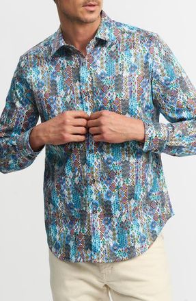 Robert Graham Merola Classic Fit Cotton Button-Up Shirt in Blue Multi at Nordstrom, Size Medium