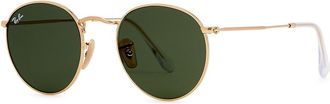 Ray-Ban Gold-tone G-15 Round-frame Sunglasses, Sunglasses, Green Lenses, Designer Sunglasses Men, 100% UV Protection