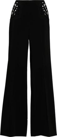 Stella McCartney Zwarte Cr&ecirc;pe Broek met Broderie Anglaise - Dames - Wijde Broeken - Zwart - S - Broeken