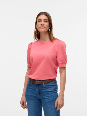 Vero Moda T-Shirt VERO MODA VMKERRY 2/4 O-NECK TOP VMA JRS NOOS, Damen, Gr. XL, rosa (tea rose), Jersey, Obermaterial: 100% Baumwolle, unifarben, figurumspielen