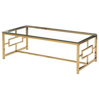 Best Master Furniture Best Master Stainless Steel and Glass Coffee Table in Clear/Gold Base