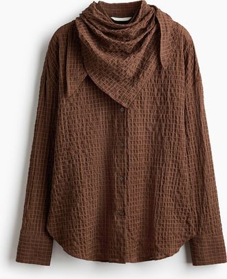 H&M Seersuckerbluse mit Tuch - Beige