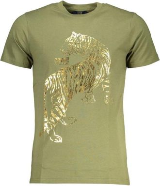 Cavalli Print Logo Ronde Hals T-Shirt - Heren - T-shirts - Groen - M - Tops