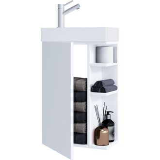 ebuy24 Vcm Set 2 pezzi Posto lavanderia per gli ospiti wc Bagno per gli ospiti wc lavabo Mobili da bagno Set da bagno - Lumia (rovere Sonoma)