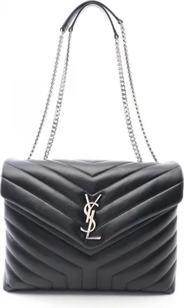 Saint Laurent Black Leather Handbag Tote Bag (Pre-Owned)