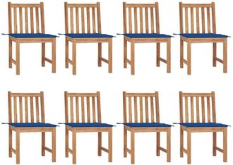 vidaXL Sillas De Jard&iacute;n 8 Unidades Madera De Teca Con Cojines Vidaxl