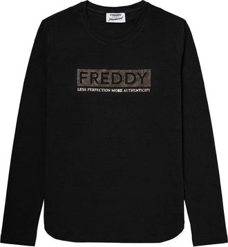 Freddy T-shirt Manica Lunga Donna con Logo Decorato da Borchie