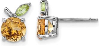 Diamond2Deal Sterling Silver Rhodium-plated Citrine and Peridot Orange Earrings