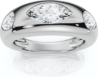 Pompeii3 1 1/10Ct Sloan Flush Set Marquise Diamond Dome Band 14k Gold Lab Grown