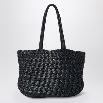 The Row Estelle Two bag in black woven raffia