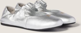 Miu Miu Ruches mordor&eacute; nappa leather ballerinas
