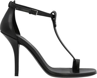 Burberry Black Leather Stefanie T-Strap Stiletto Sandals, Brand Size 36.5 (US Size 6.5)