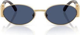 Versace 56mm Oval Sunglasses in Gold /Dark Blue at Nordstrom