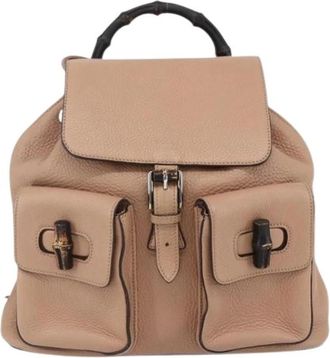 Gucci Pre-owned Backpack - Dames - Vintage Rugzakken - Beige - ONE Size - Leer - Vintage