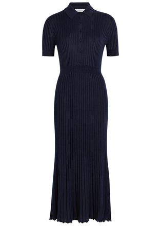 Gabriela Hearst Amor Ribbed Cashmere-blend Midi Dress - Navy - XL (UK16 / XL)