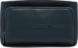 Piquadro Leren Clutch Tas met Afneembare Polsband - Heren - Schoudertassen - Blauw - ONE Size - Katoen - Tassen