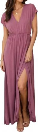 Lulus Womens V Neck Jersey Knit Maxi Dress In Rose