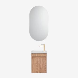 Sklum Conjunto De Mueble De Ba&ntilde;o Suspendido En Madera Con Lavabo Integrado Narek Sklum