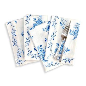 Solino Home Linen Dinner Napkins - Jolie Fleur, 20 x 20 in Blue Floral at Nordstrom, Size Large