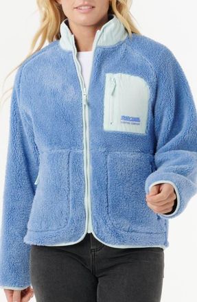 Rip Curl Shore Break Polar Fleece Zip Up Jacket in Blue at Nordstrom, Size X-Small